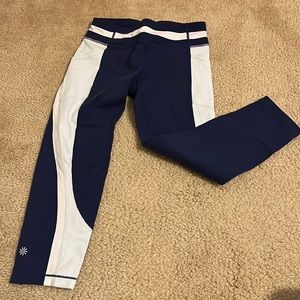 Dark blue light blue and white Athleta girl leggings